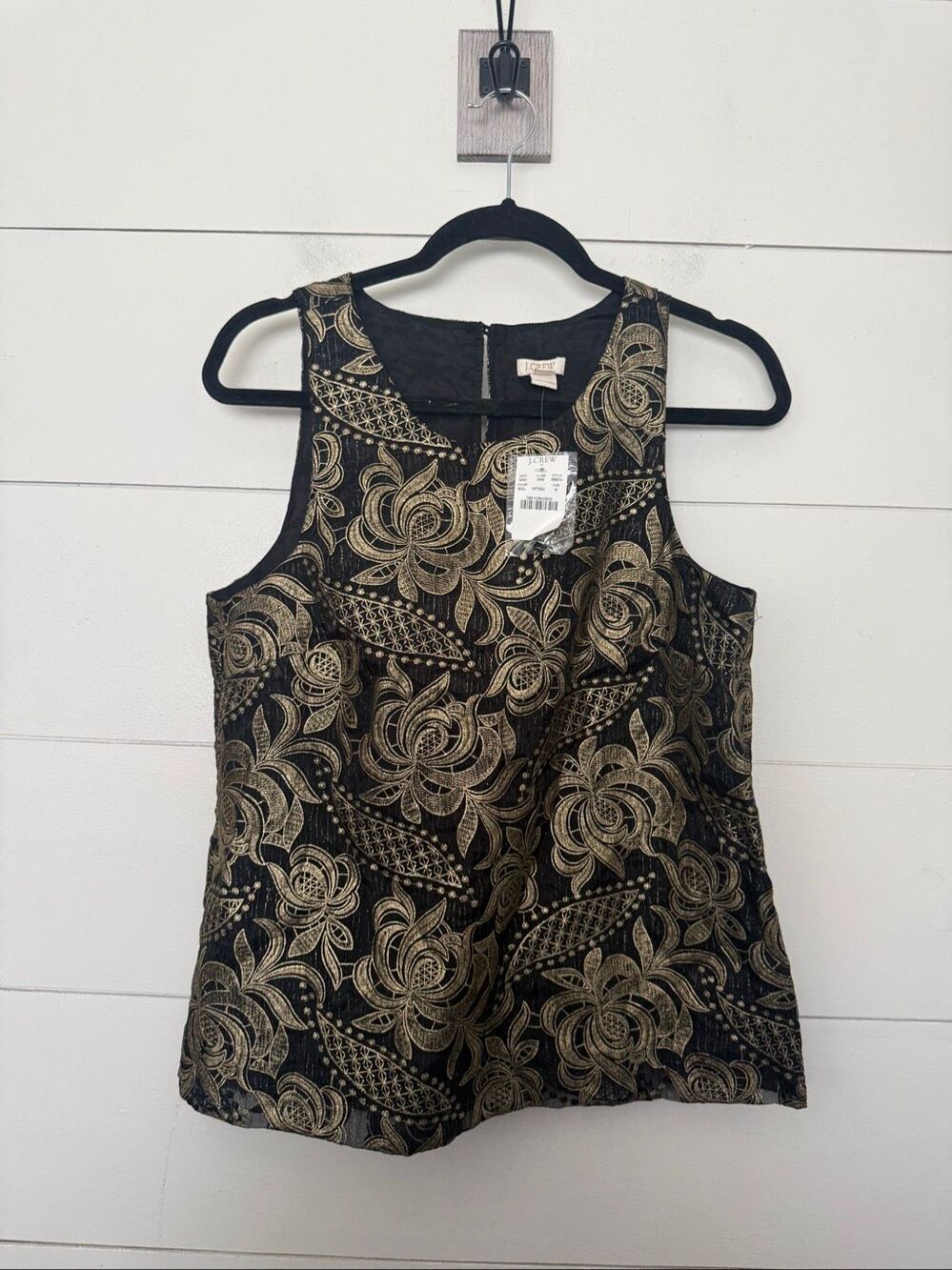 J. Crew Women’s 8 Black Gold Sleeveless Tank Top Blouse New Career Office Core